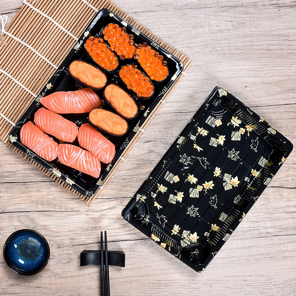 Sunzza custom party /restaurant food grade rectangular plastic Disposable Salmon Sashimi Takeaway Other Packaging Boxes