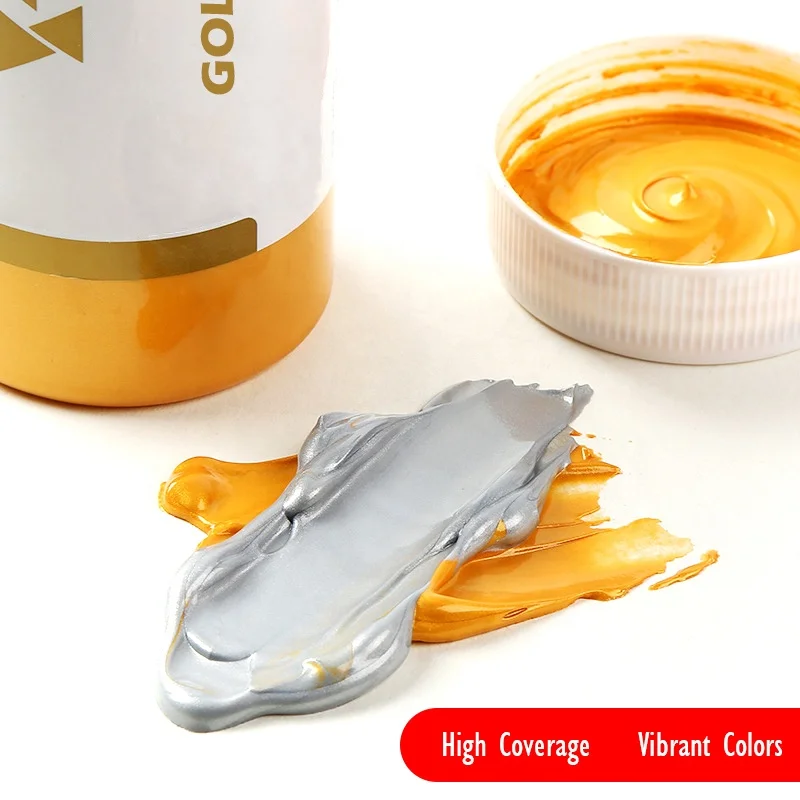 Cheap bulk gold silver artist art 300ml acrylic colour paint set for kids