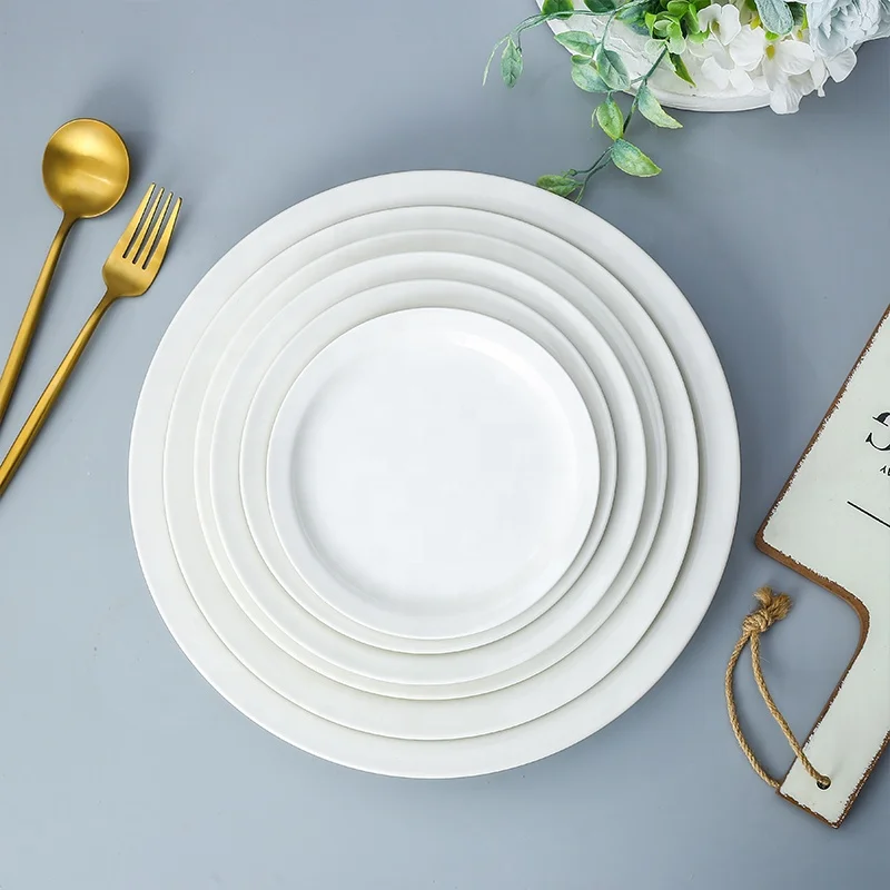 2021 New High Quality White Porcelain Narrow Side Plate Hotel Custom Wholesale Dessert Plate Nordic Style Ceramic Tableware