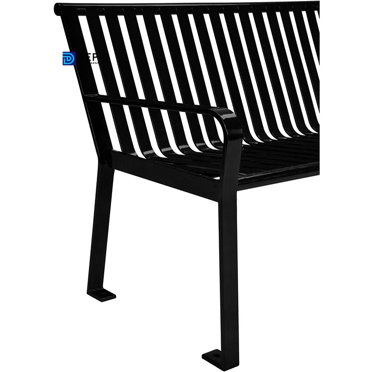American Style 6ft Outdoor Vertical Steel Slat Park Benches with Black Color