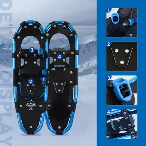 BSCI Factory OEM Wholesale Custom CE aluminum snowshoe set ratchet binding snow shoes G2 21/25/30 Inches Light Weight Snowshoes