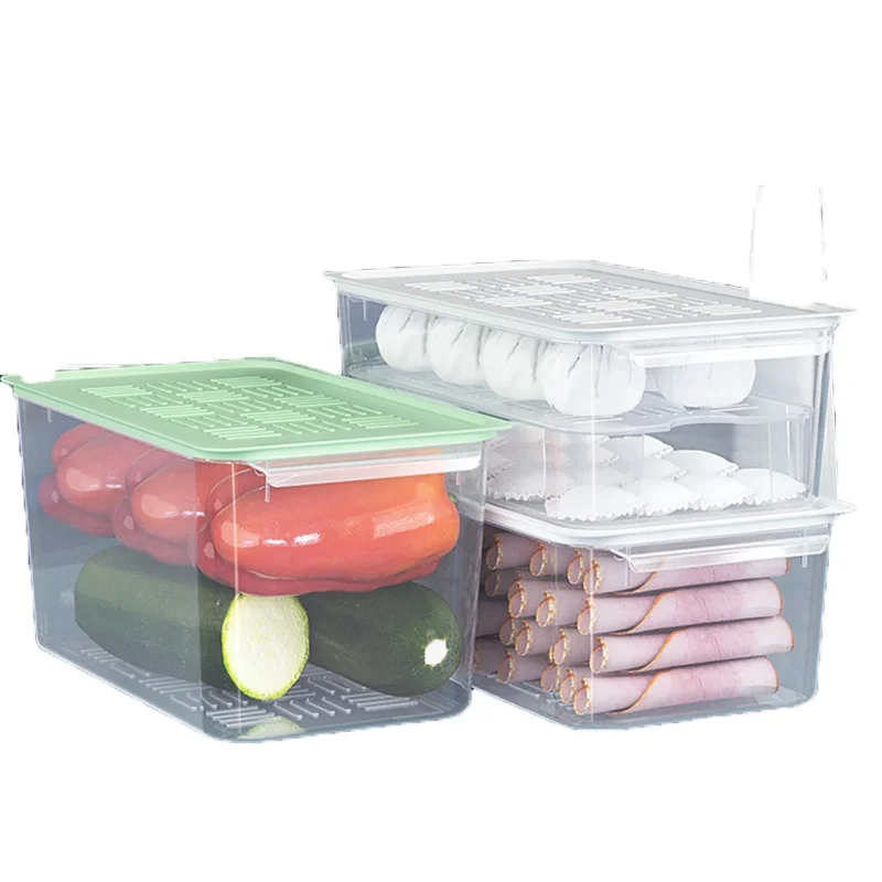 
Food Storage Organizer Box Crisper Set with Cover Transparent Kitchen Plastic Wholesale High Quality 600ML Storage Boxes & Bins 