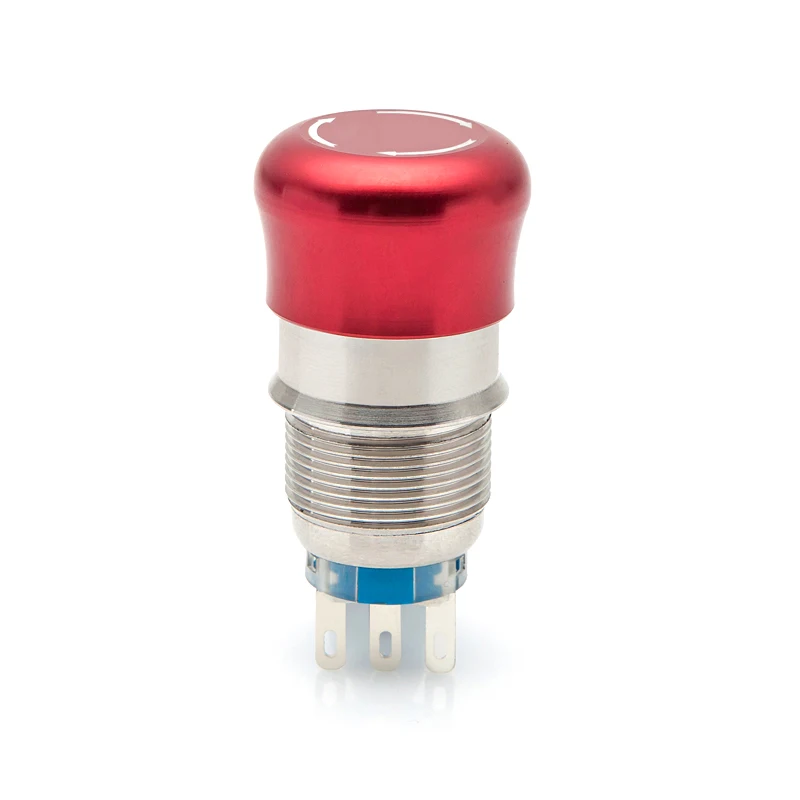 19mm Mushroom Head 250V5A Round Red Push