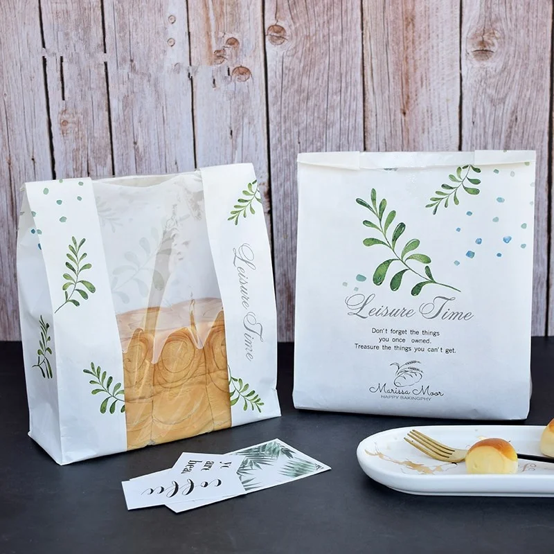 
Kraft Paper Bread Clear Avoid Oil Packing Baking Food Package Plastic Reusable Biscuit Cookies Self Standi Toast Bags 
