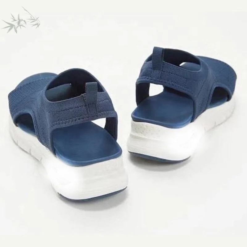 Top quality customized women open-toed shoes wide front slide-on mesh Wedges sandals