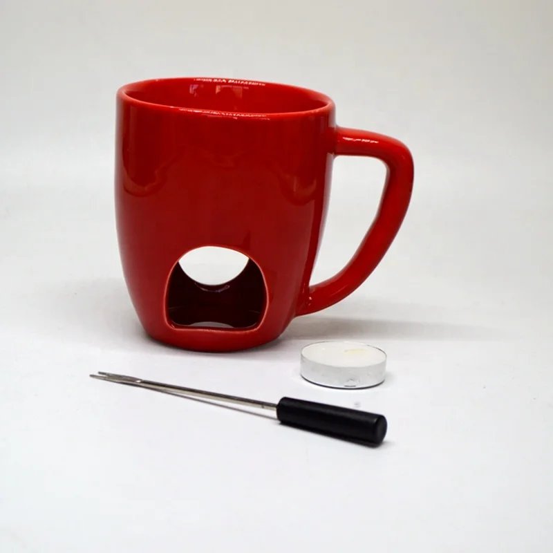 Set Of 2 Persona Ceramic Chocolate Fondue Mugs Set Black Or White