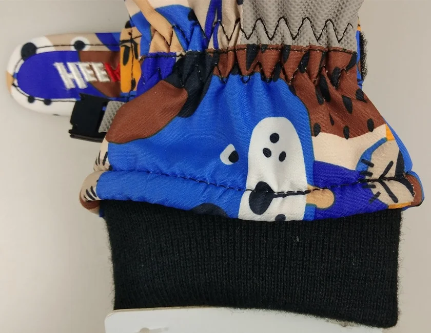 Детские зимние теплые лыжные варежки с мультяшным принтом