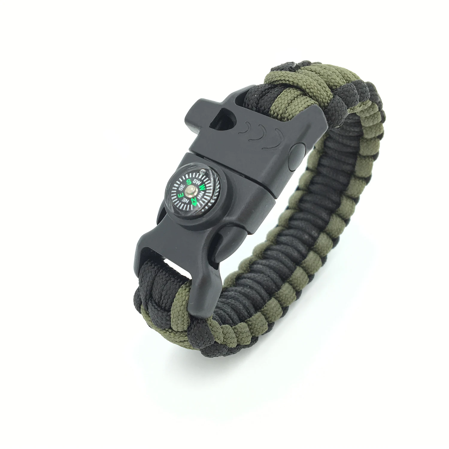 Outdoor Camping Hiking Emergency Paracord Bracelets Compass Whistle Flint Fire Starter