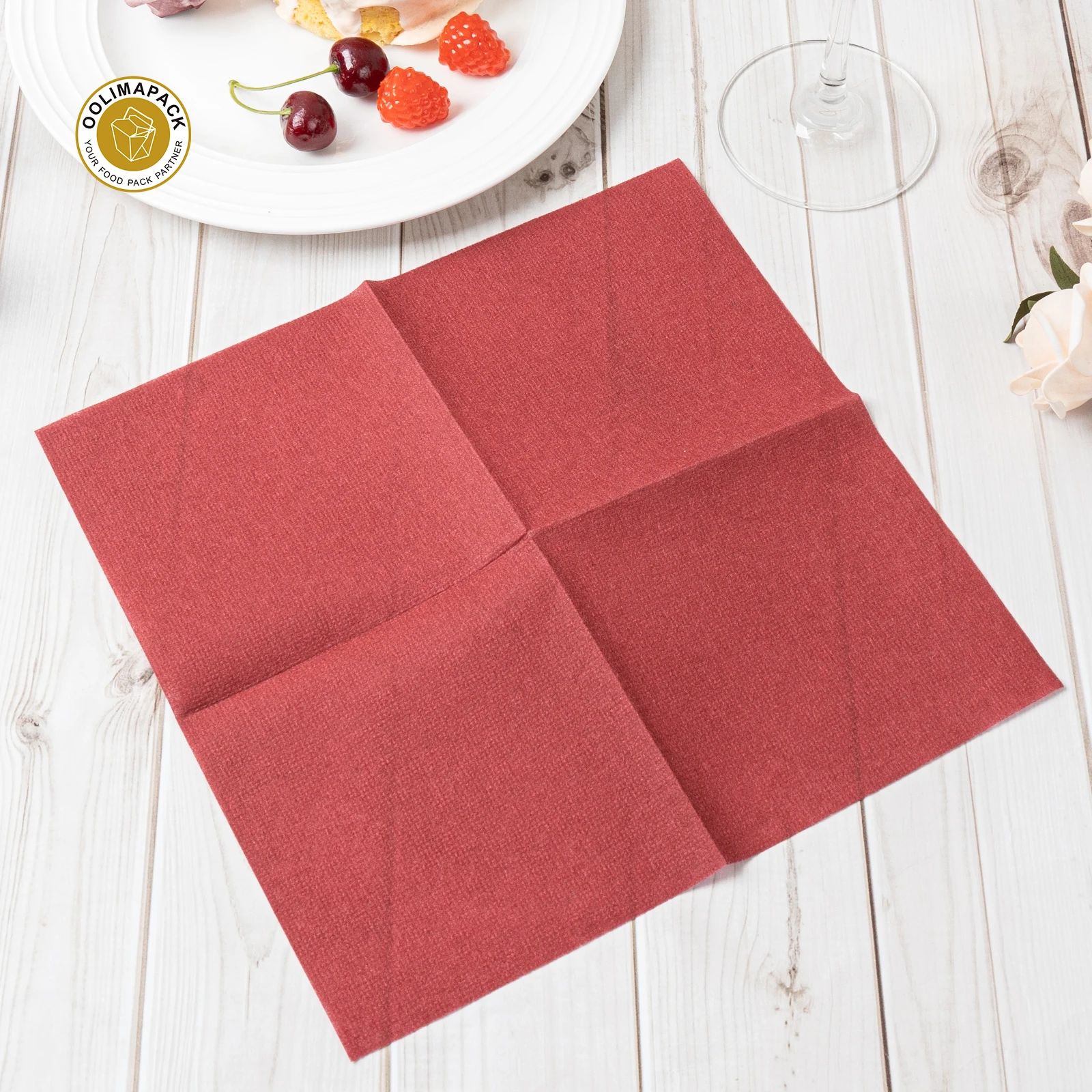 OOLIMA Custom Printed Logo Cocktail Napkins Custom Wedding Cocktail Beverage Luncheon Paper Napkins