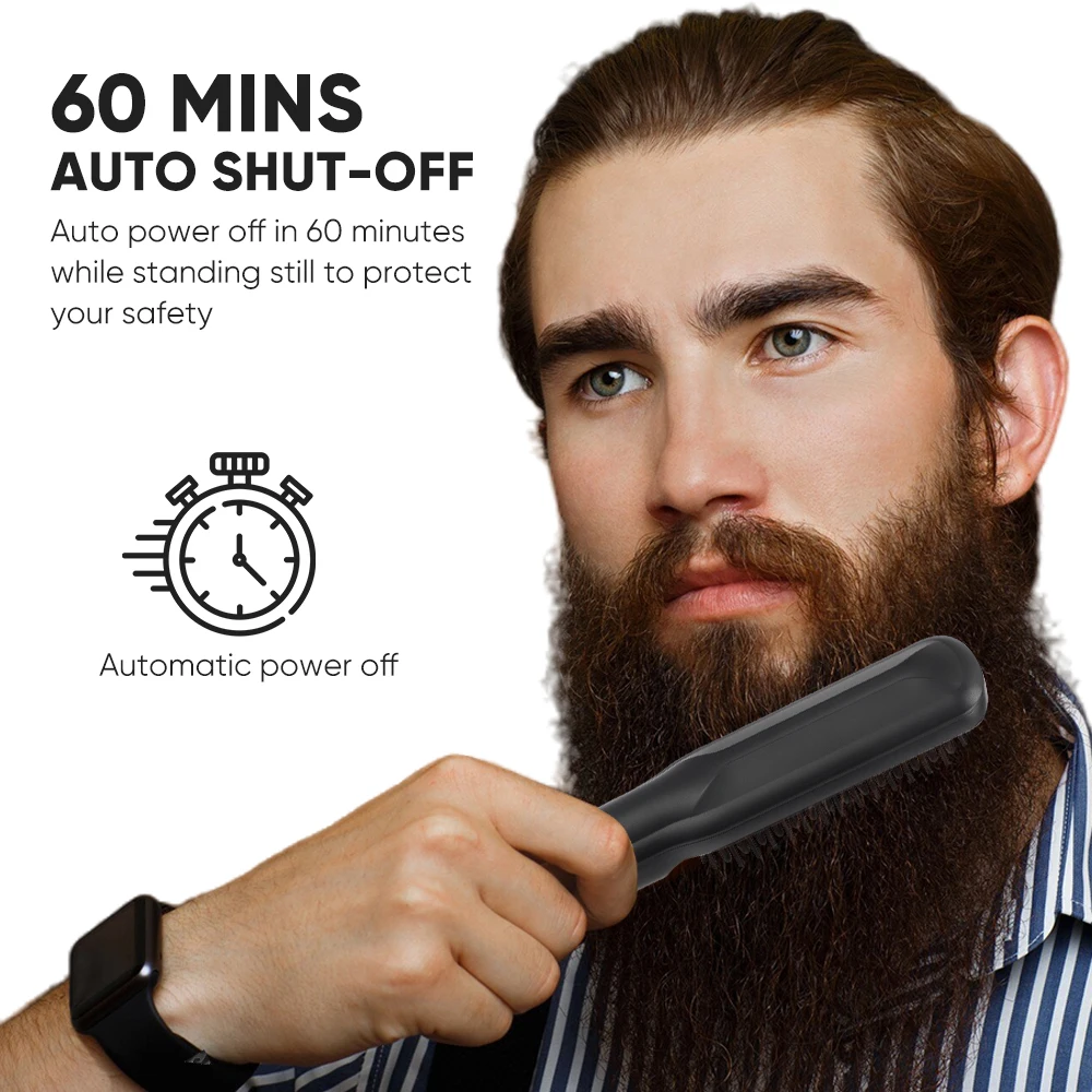 New Design Anti Scald 2 In 1 Portable Men Beard Comb Electric Mini Portable Custom Hair Straightener Brush Comb For Hair Care