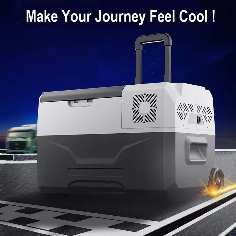 Mini Dual zone DC12V Portable Min Car Refrigerator with wheels for travel