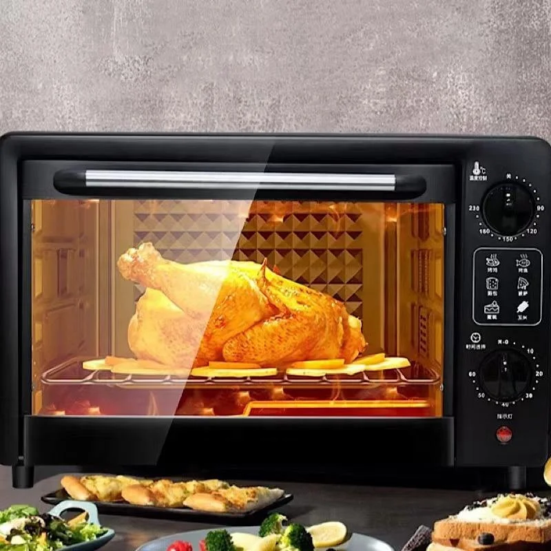 New Household Smart Pizza Bread Maker Electric Toaster Oven Light Steel Stainless