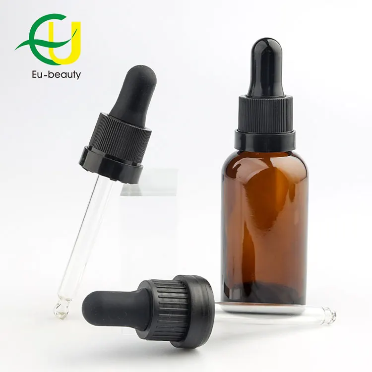 Brown Glass Bottles With Glass Liquid Reagent Pipette Droppers & Theft Proof Cap for Essential Oils size 5ml-100
