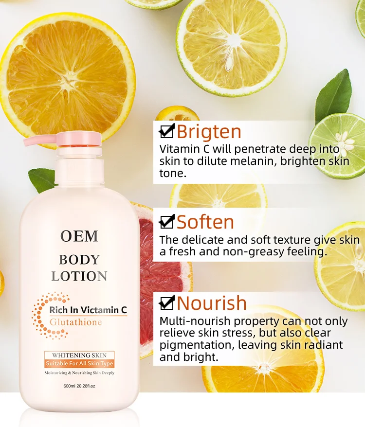 OEM Fully Effective Organic Vitamin E Lightening Skin Whitening Body Lotion Bleaching Cream For Dark Skin