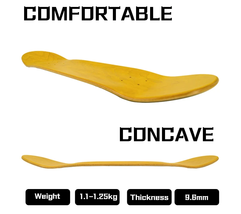 Wholesale Professional Skateboard Custom Medium Deep Concave skate board for Skateboarding