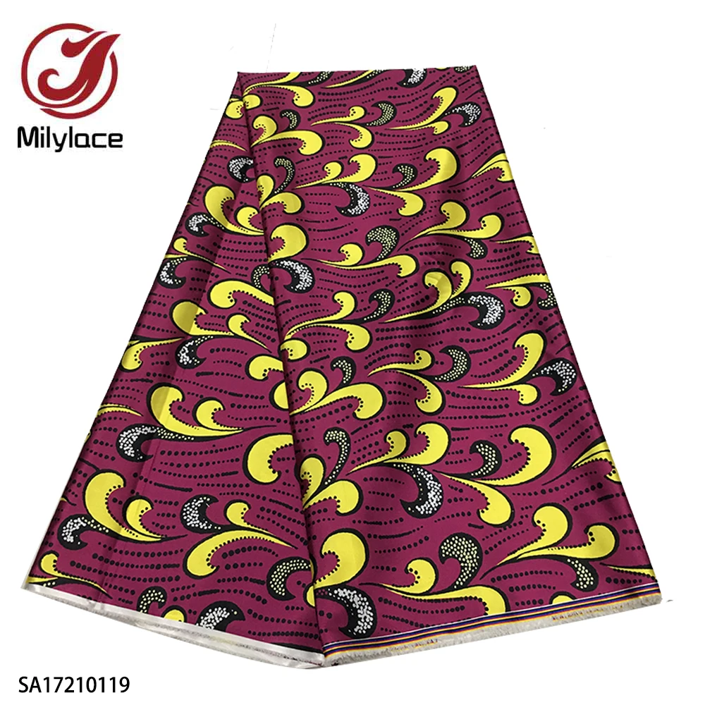 Wholesale Kente Design Polyester African Wax Print Satin Fabric For Dress
