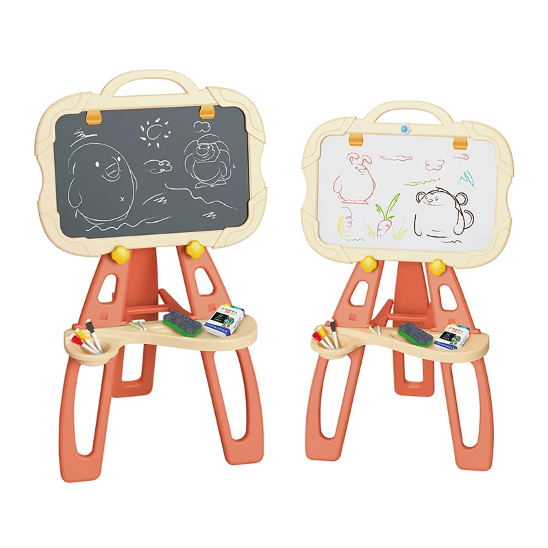 OEM Small Standing Drawing Board Double Sided Color Drawing Board Erasable Chalkboard Educational Toys Set 2 1 Made Plastic