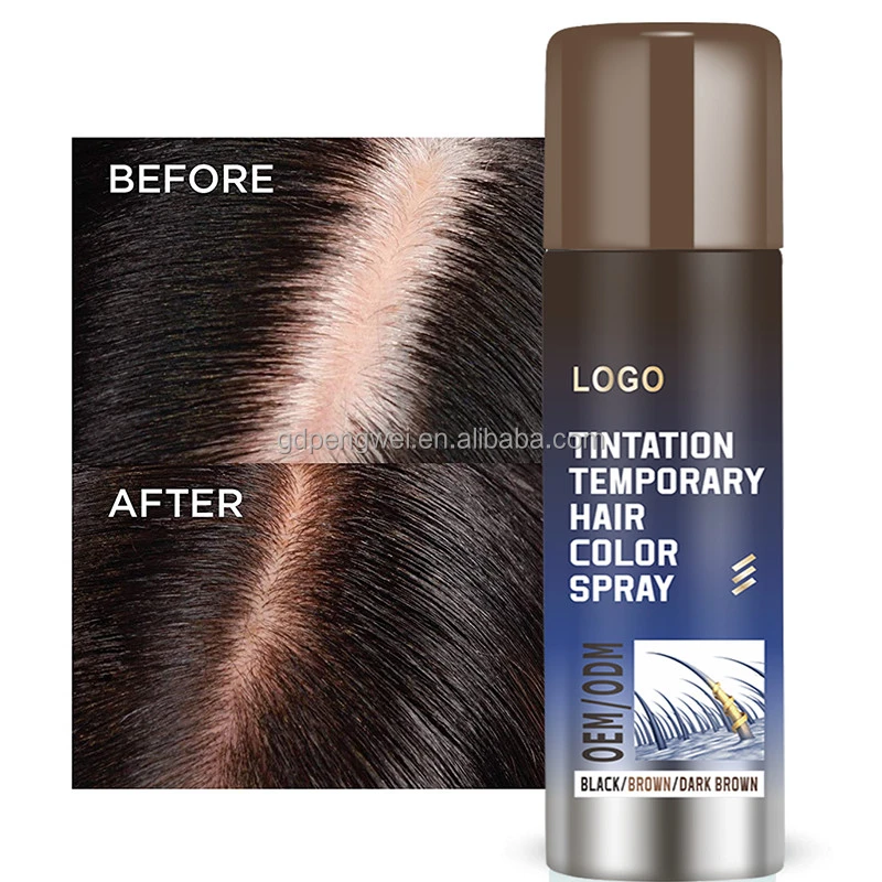 Direct Factory Water-resistant Temporary Hair Color Spray Root Cover Spray Covers Grey Hair Quick Application Herbal Dye