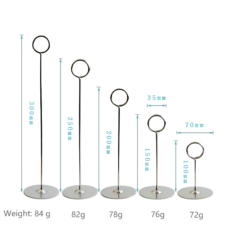 YS3002 Customized Durable Circle Wedding Restaurant Place Number Menu Card Clips Metal Table Number Holder