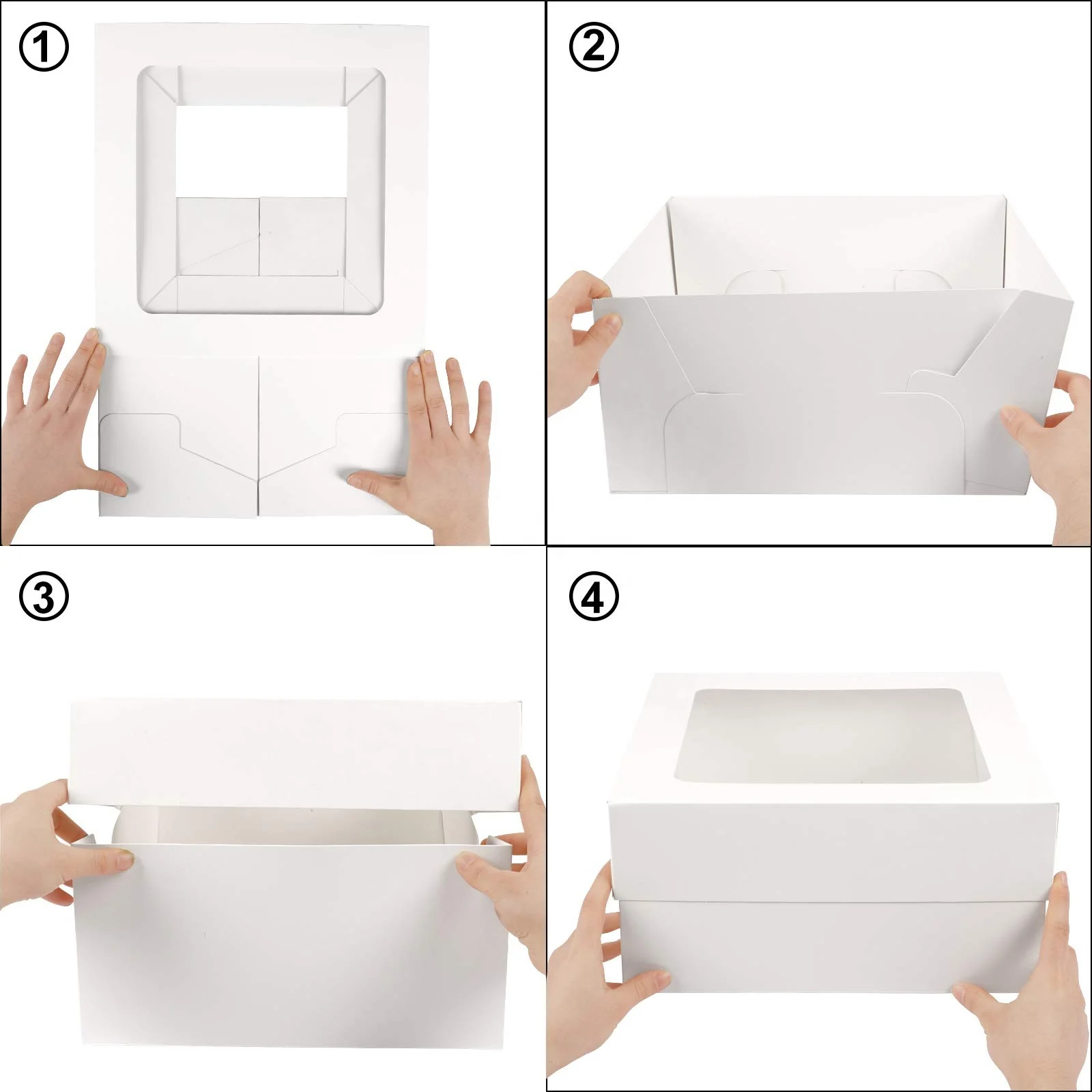 Cake Boxes in Bulk 12 x 12 x 6 inch Bento White Simple Basque Cheese Cake Boxes with Window Pastry Cupcake Muffin Cake Box