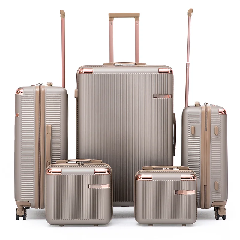 Luxury Abs Pc 12+14+20+24+28 Custom Carry On 5 Pcs Luggage Set Travel Bags Hand 4 Wheels Trolley Bag Suitcase