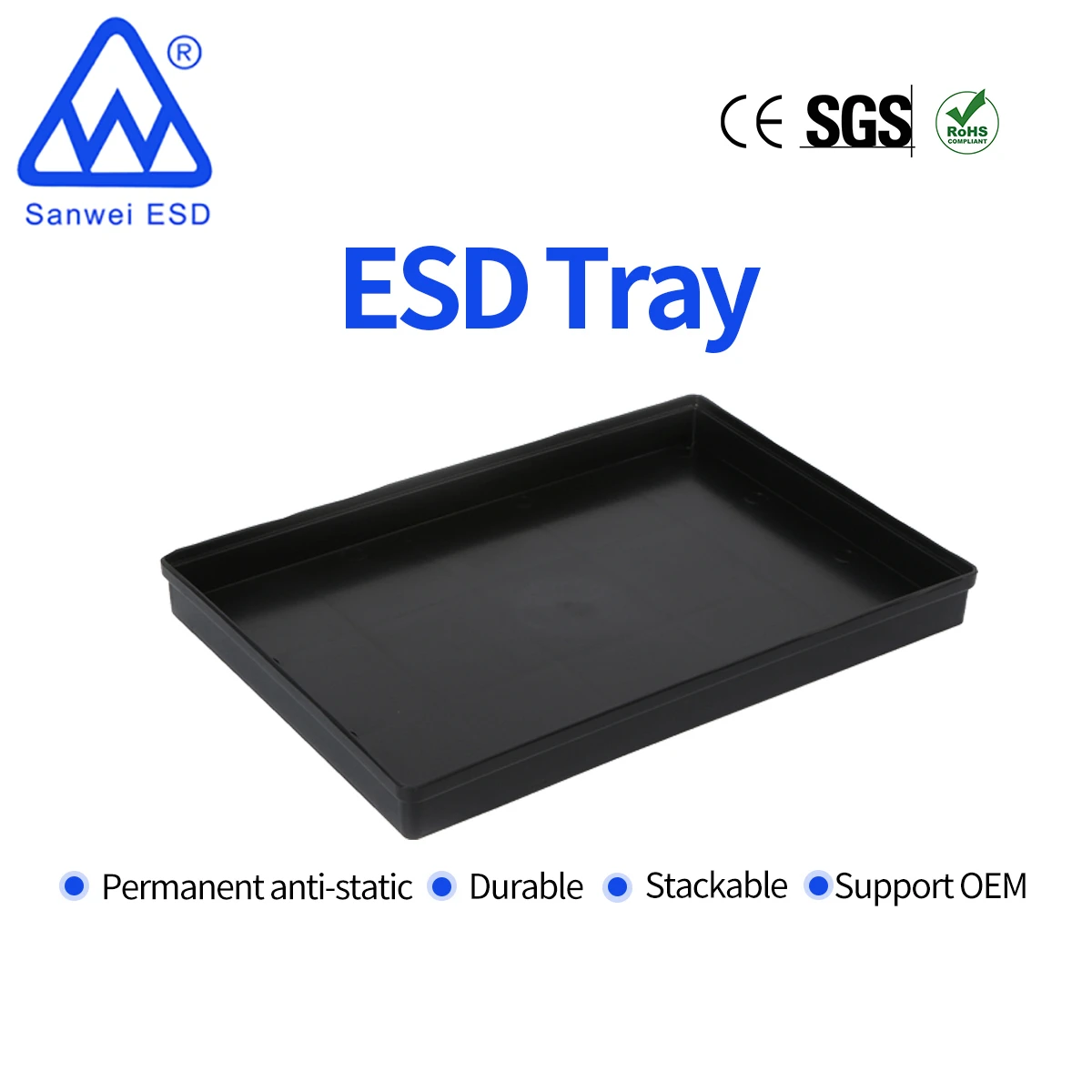 ESD plastic logistics tray/pallet conductive tray conductive logistic pallet