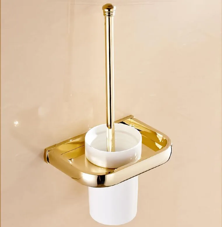 Brass Bathroom Accessories SetGold Square Paper HolderTowel BarSoap basketTowel RackGlass Shelf bathroom Hardware set