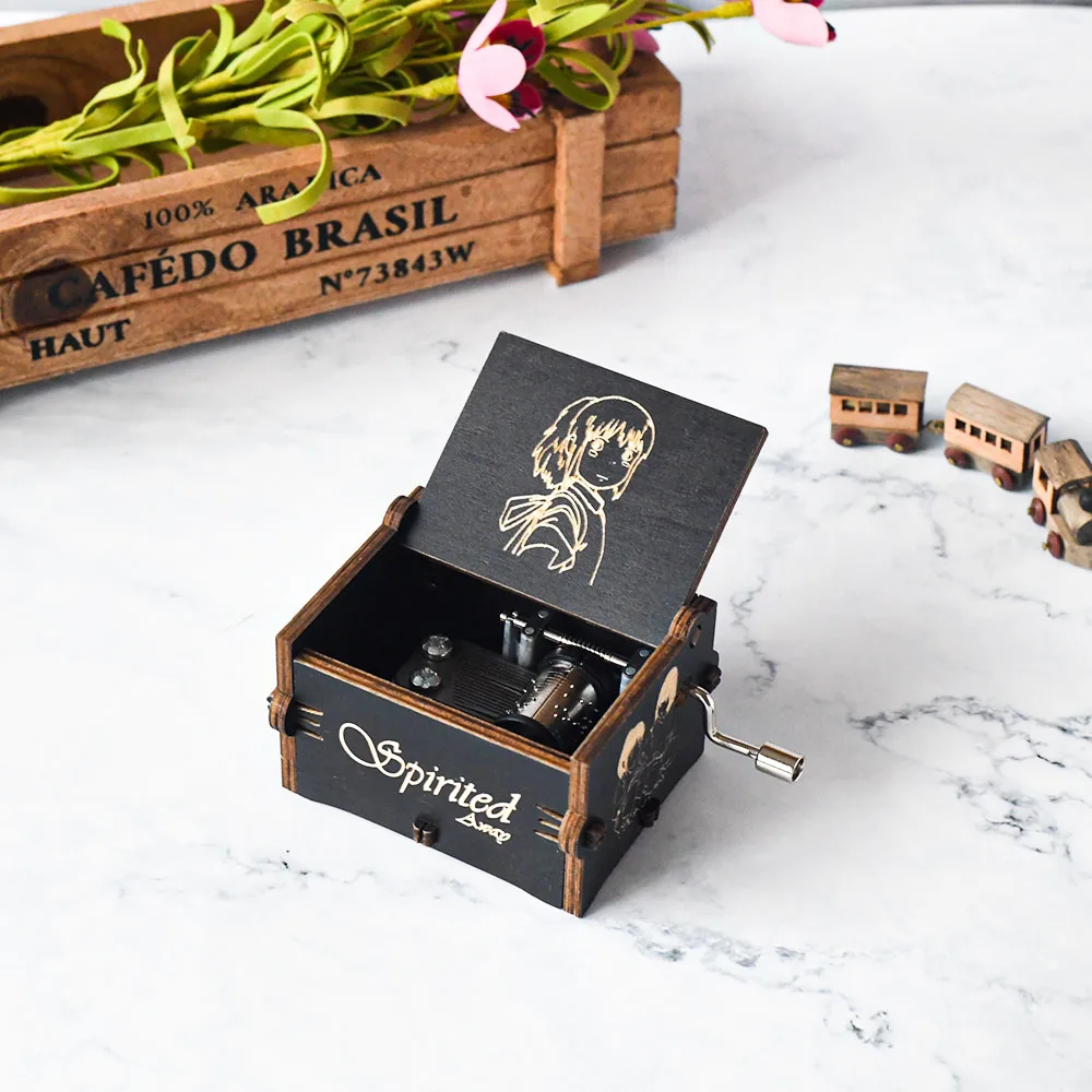 Хит продаж деревянная музыкальная шкатулка с ручным приводом для