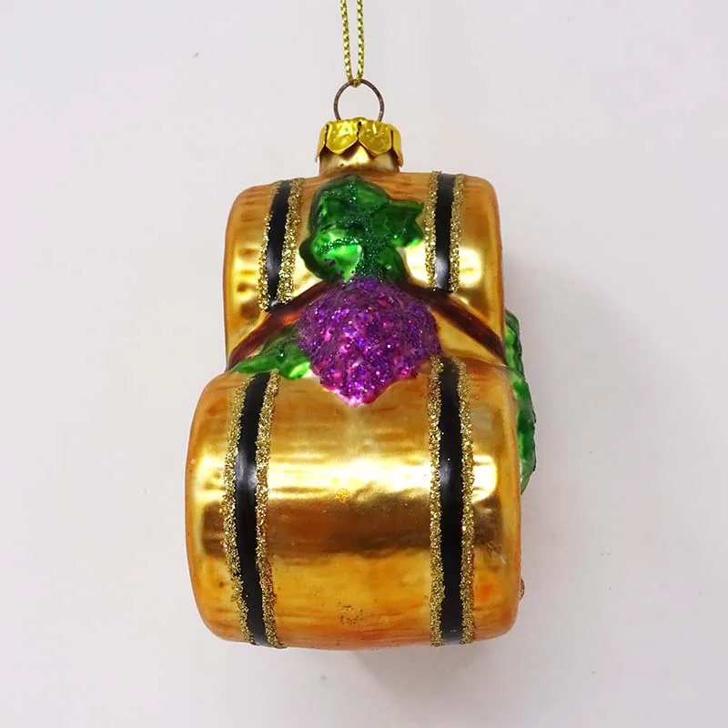Factory wholesale hanging glass bauble stack of three wine barrel ornaments