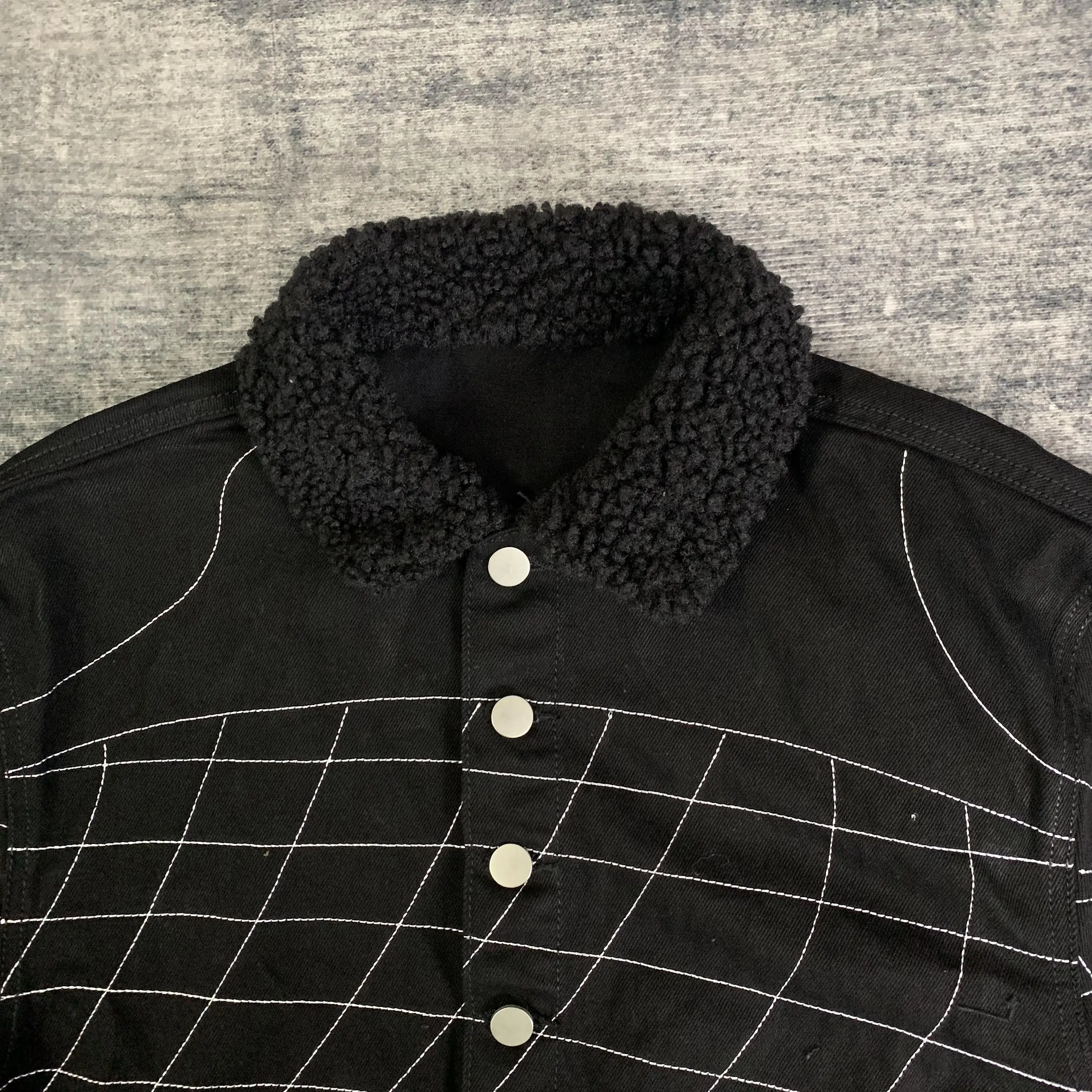 Куртки и пальто унисекс DENIMGUYS 2024 Новая модная мужская куртка с меховым воротником вышивкой
