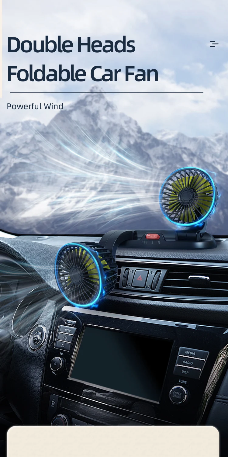 Car fan  12V 24V USB truck air fan cooling universal  interior accessories 12 volt fan rv suv 2022 new Dual dashboard