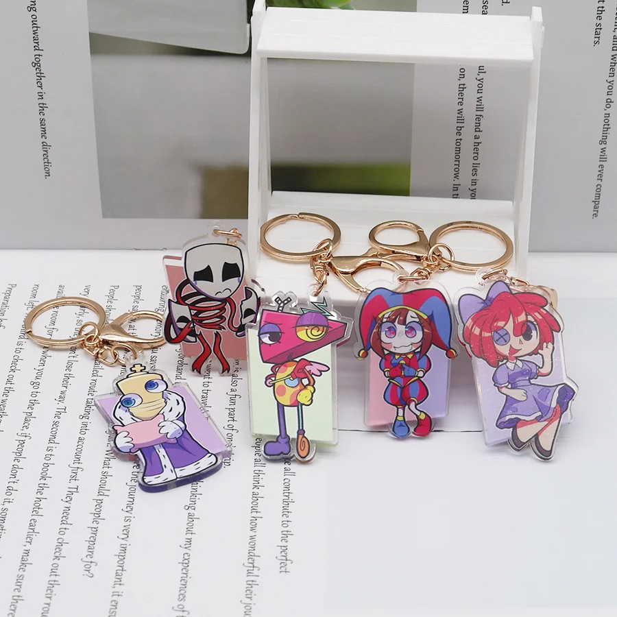 Promotional Custom sublimation Acrylic charm Key Holder Plastic Key Chain anime Keychain Ring