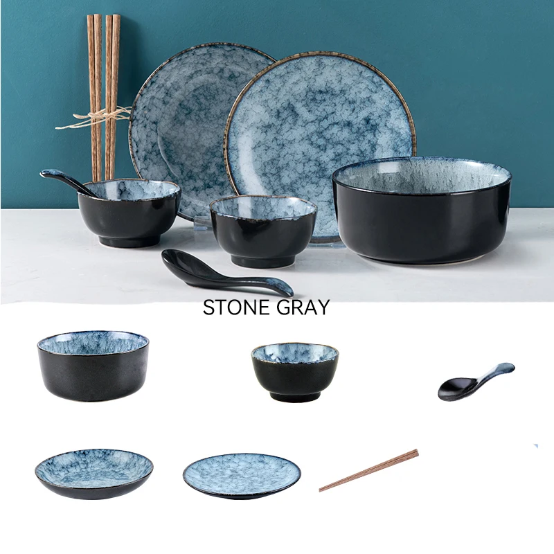 Wholesale Japanese stoneware dinner plates stoneware dinnerware set ceramic plate set for restaurant