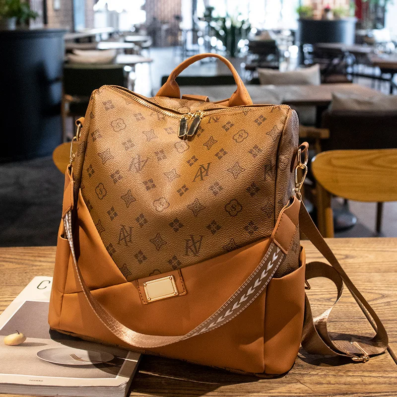 2023 new large capacity printed fashion ladies light leisure travel leather backpack