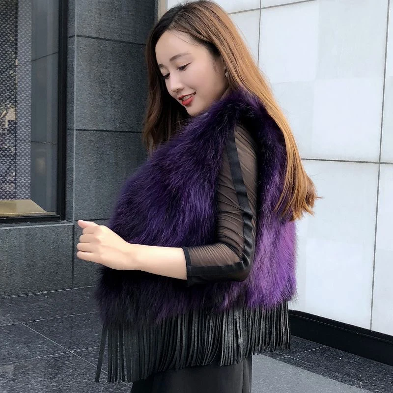 Custom Winter Waistcoat Women Girls Vests Raccoon Fur Rabbit Fur Overcoat XS Slim Trench Sleeveless Long Short Length Options