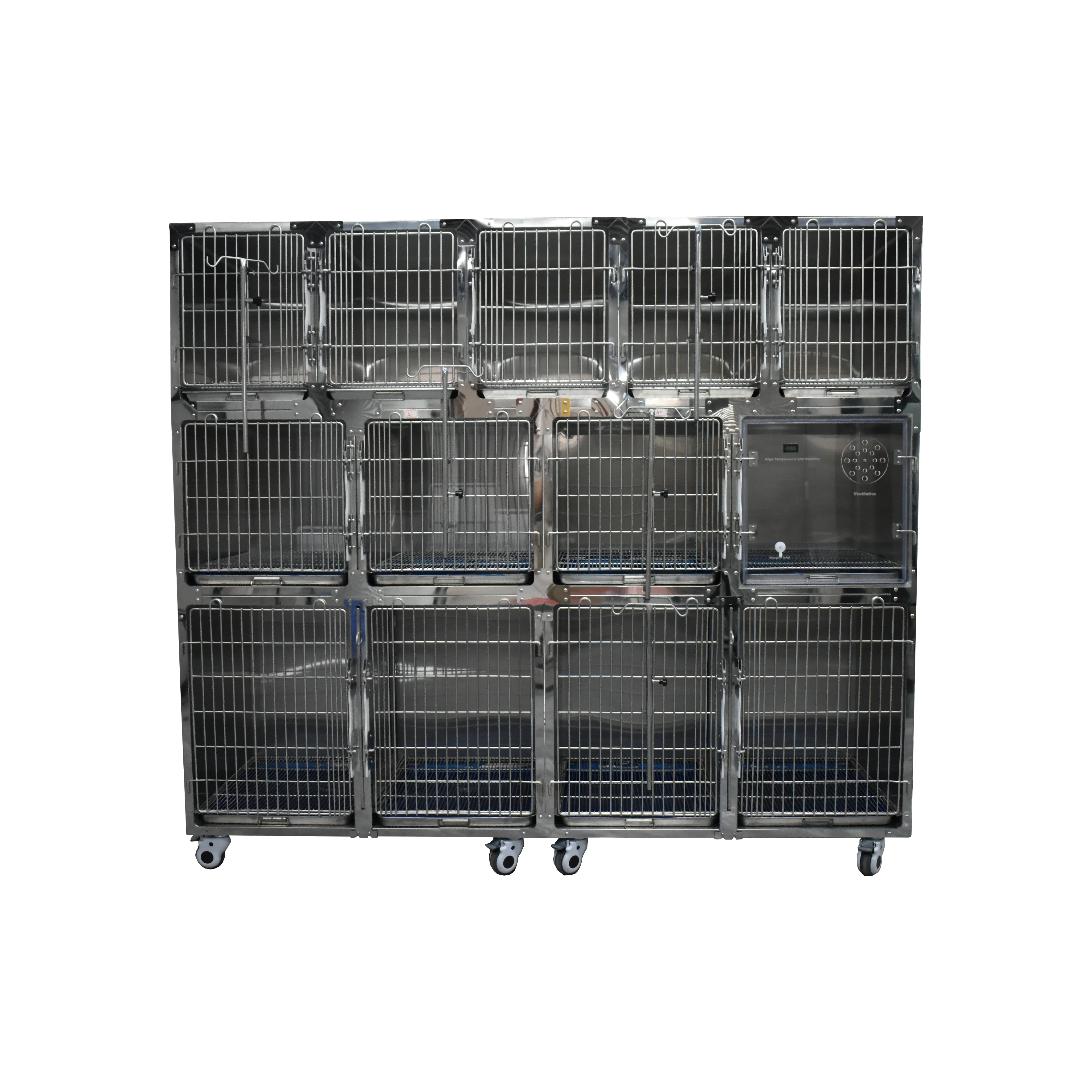 Zoo specific heavy-duty 13 seater stainless steel cage for cats, dogs, and rabbits, universal cage