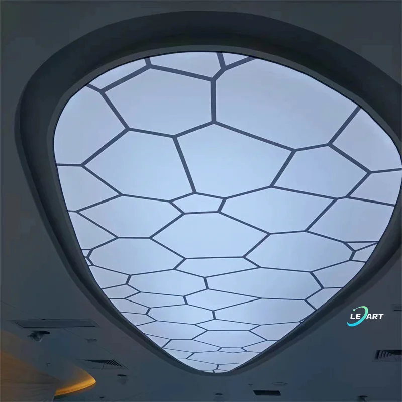 Ceiling Decoration Gypsum Grid False Ceiling Toile De Plafond backlit illuminannce Translucent Stretch Ceiling