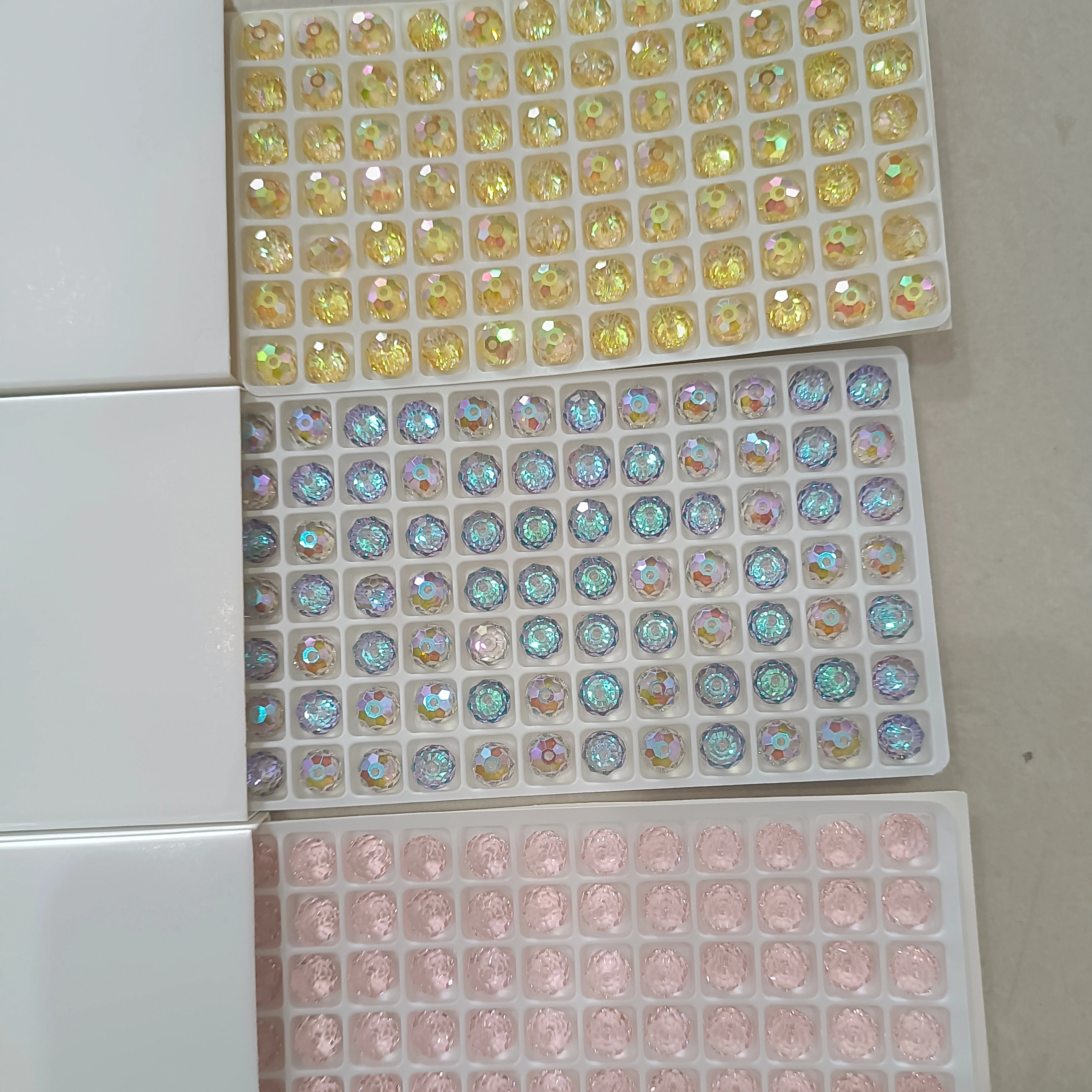 3A Electroplated Aurora Illusion Colored Glass Crystal Beads Loose Bead Cut Flat Bead Diy Jewelry Accessories