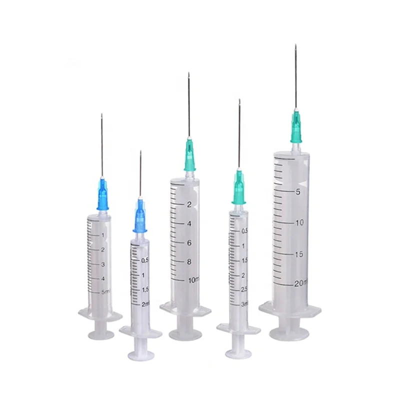 High Quality Disposable Syringe with Needle 1ml 2ml 2.5ml 3ml 5ml 10ml Capacities 3-Part Plastic Luer Lock