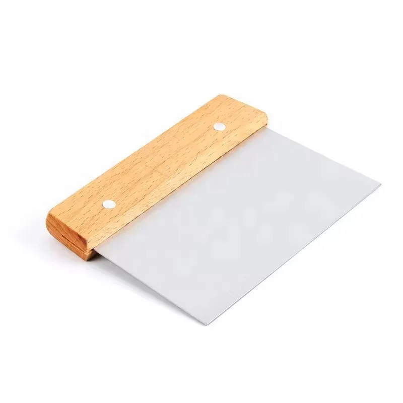 New Stainless Steel Non Slip Dough Scraper Cutter with Wood Handle Dough Divider for Baking & Pastry for Pizza and Bread