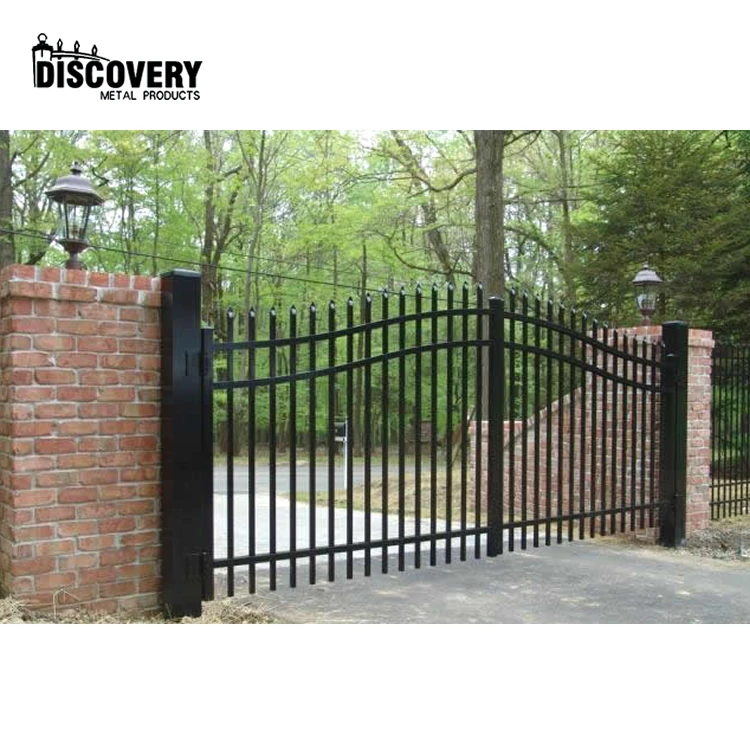 Double Swing Decorative Aluminum or Iron Gate Designs Simple Driveway Security Fencing Trellis Gate Black for garden