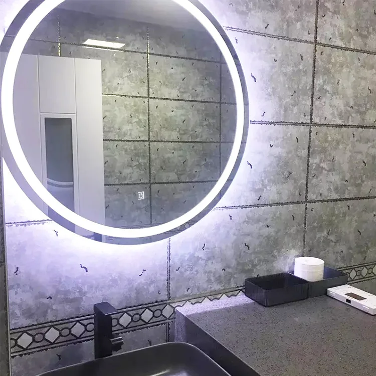 Bath Lighted Glass Mirror Hotel Room Smart Touch Screen Bathroom Mirror Modern