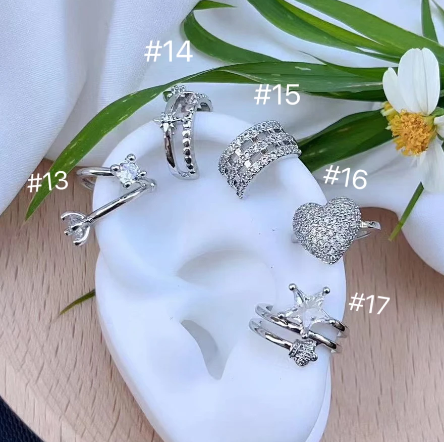 charmzeal 0.9$ each pair Wholesale silver plated mini earrings cuff ear earring piercing simple earring jewelry design for lady