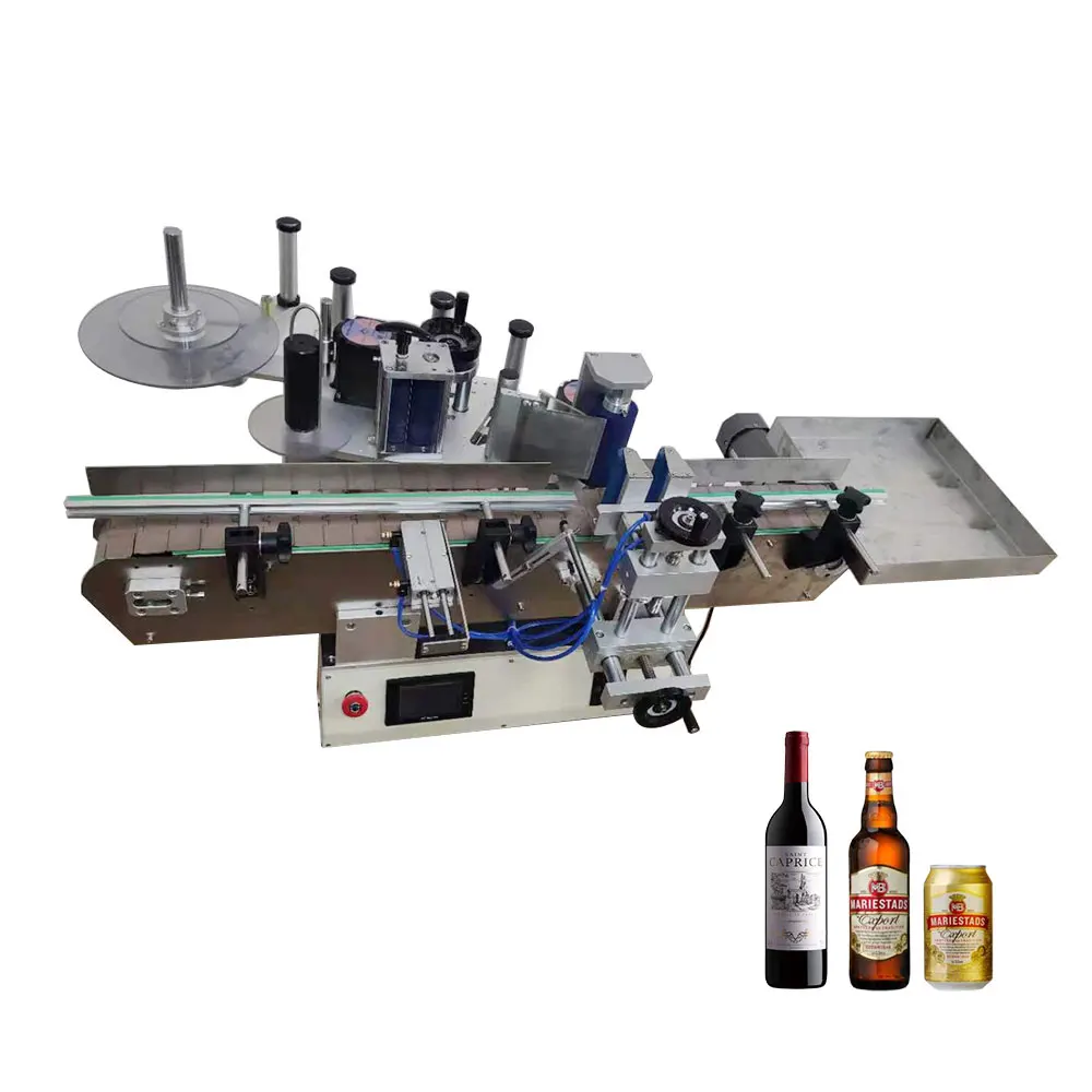 factory double side glass plastic small bottle desktop automatic labeling machine