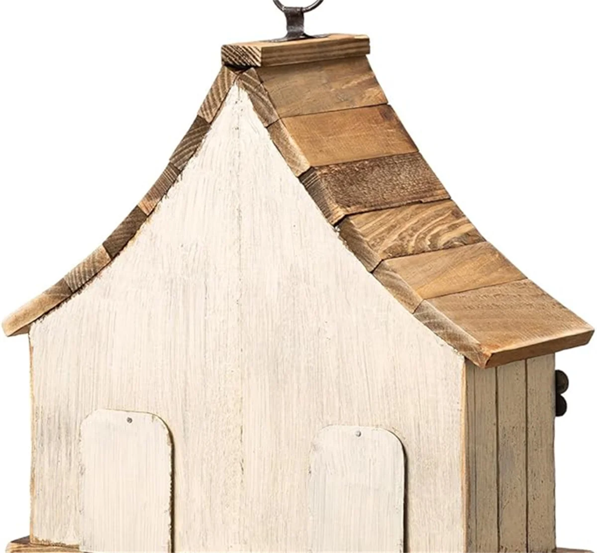 WILDMX Solid Wood Hanging Birdhouse with Flowers Rustic Two-Story Townhouse Hand-Painted Garden Bird Aviary Outdoor