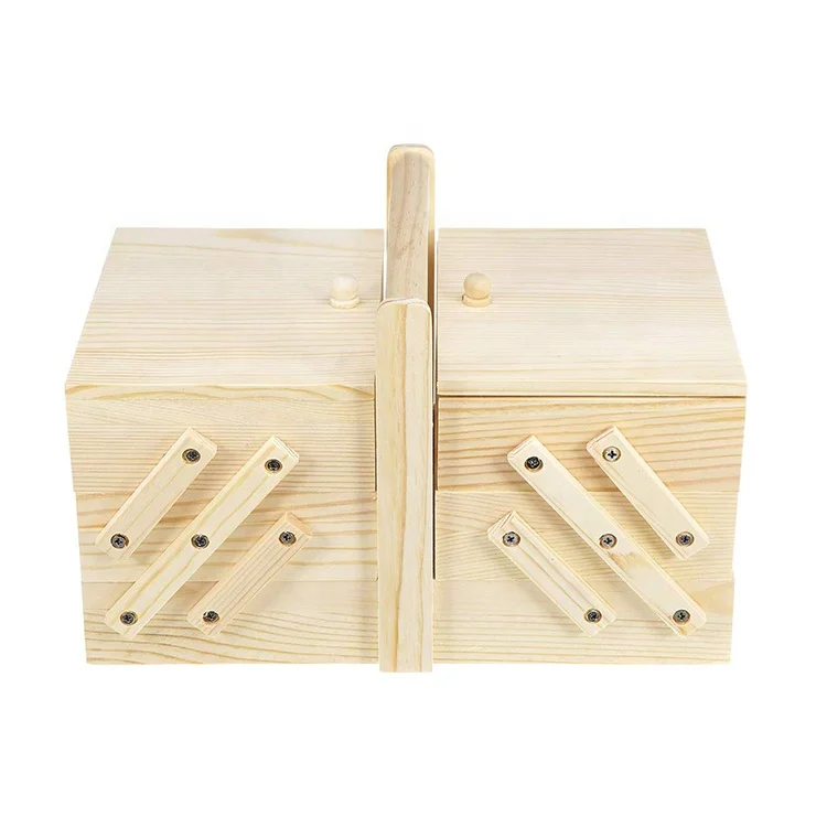 Sewing Kit Box Natural Color Storage Wooden Wooden Plain Color or as Your Color Handmade Adjustable 5 Days Custom Pine