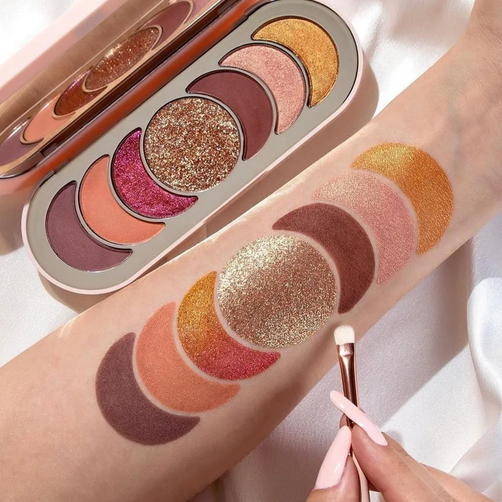 Custom Logo Waterproof 7 Colors High Pigmented Vegan Shimmer Private Label Eyeshadow Pressed Powder Talc Free Eyeshadow Palette