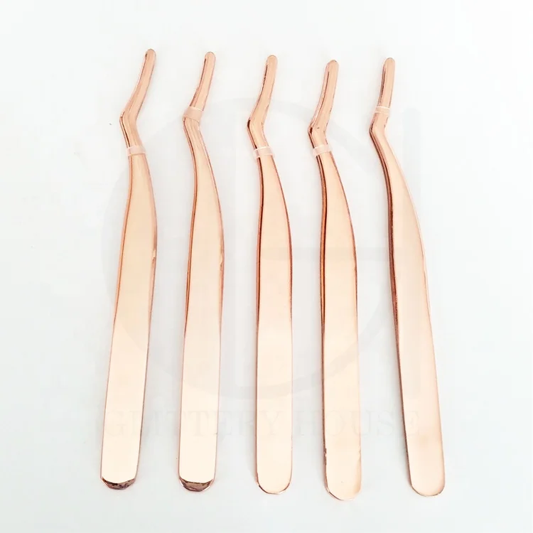 eyelash applicator long clip rose gold strip eyelash tweezer private label false eyelash tweezer makeup tools lash tweezers