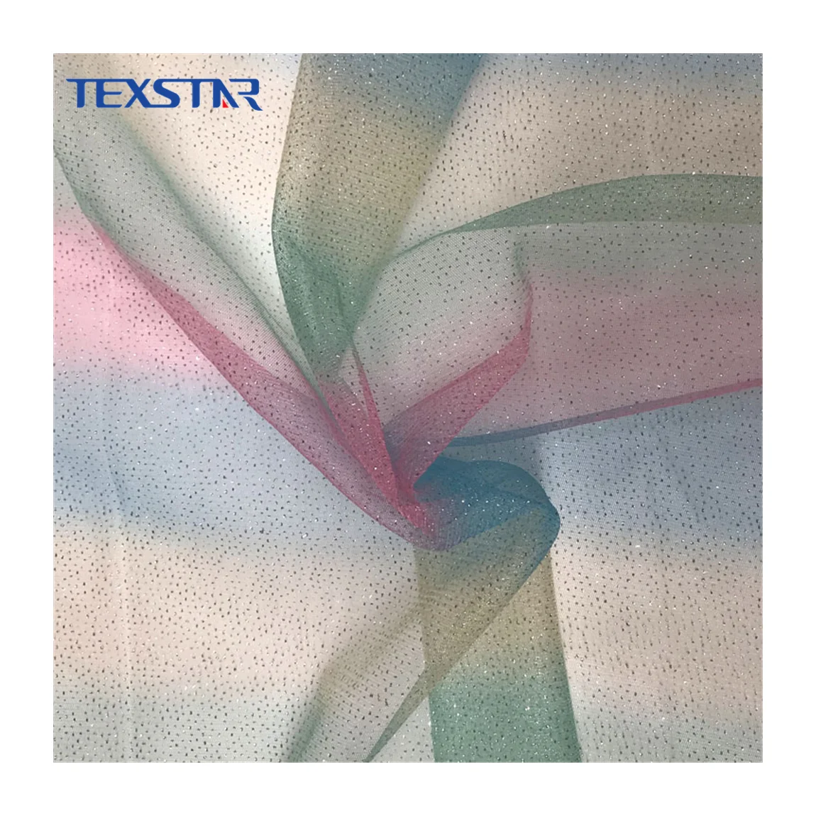 Fancy Rainbow Glitter Sequin Fabric 100% Polyester Shiny Mesh Fabric for Dress and Wedding Plain Printed Knitted Customizable