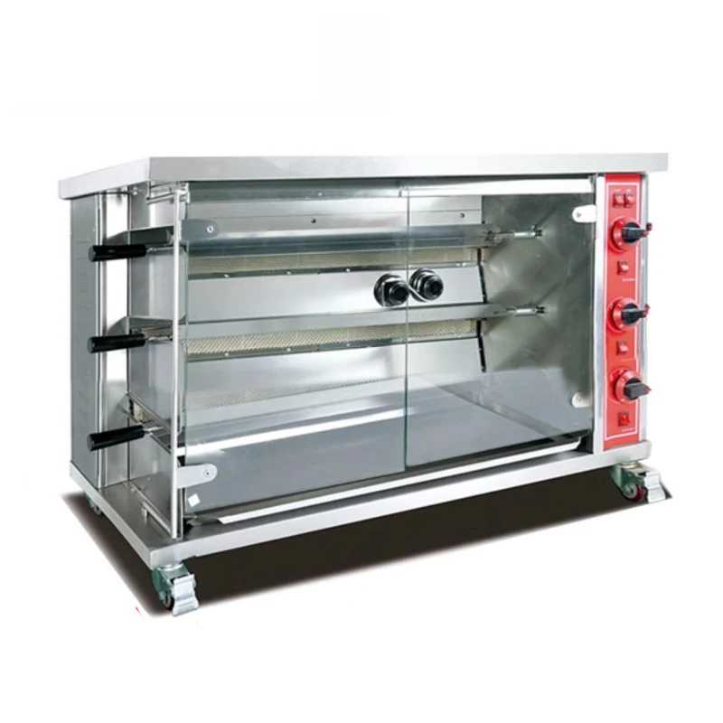 Stainless Steel Chicken Rotisserie Machine Commercial Restaurant 6 Grill Chicken Rotisserie Machine Gas Kitchen Equipment